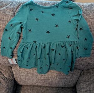 Cat & Jack Teal Long Sleeve with Black Stars